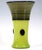 Mould-blown, funnel-shaped vessel on a flush base, with a flared rim, made of light green opal-coloured glass; black rim,...