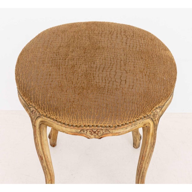 Late 20th Century Louis XV Style Snakeskin Print Upholstered Ottoman For Sale - Image 5 of 7