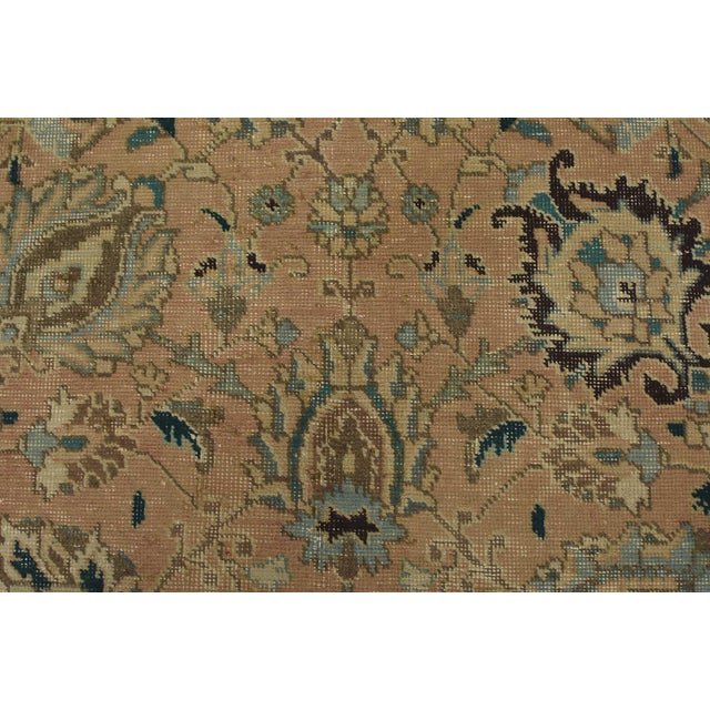 Tabriz Rug 9’10” X 12’5” Pink Wool Vintage Distressed Hand-Knotted Carpet For Sale - Image 9 of 15