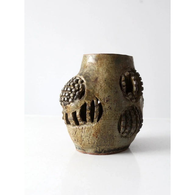 Vintage Free Form Studio Pottery Vase For Sale - Image 11 of 13