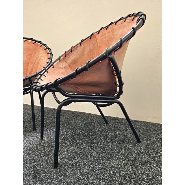 Mid-Century Modern Suede Ballon Lounge Chairs by Hans Olsen for Lusch & Co., 1950s, Set of 2 For Sale - Image 4 of 15