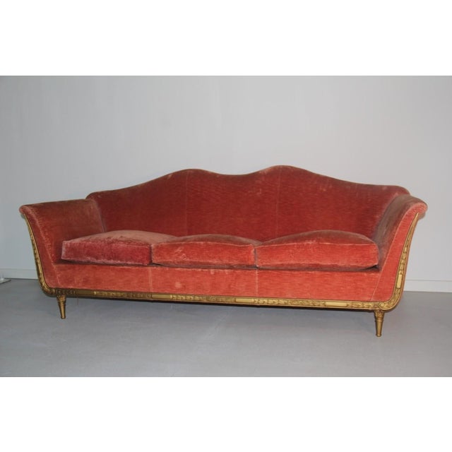 Mid-Century Modern Italian Velvet Sofa, 1950s For Sale - Image 3 of 7