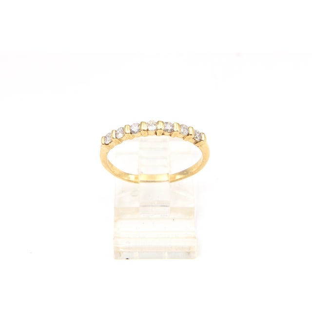 Vintage 14k Yellow Gold Diamond Half-Eternity Band – Size 8.5 For Sale - Image 4 of 7