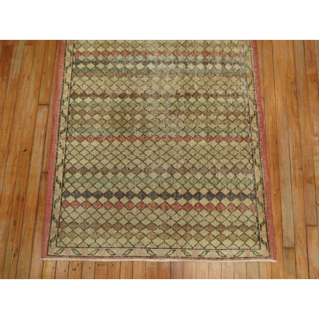 Mid-Century Modern Mid 20th Century Small Pattern Turkish Deco Runner For Sale - Image 3 of 6