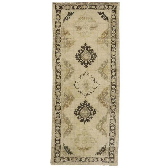 Textile 20th Century Turkish Oushak Wide Hallway Runner - 5′ × 12′ For Sale - Image 7 of 7