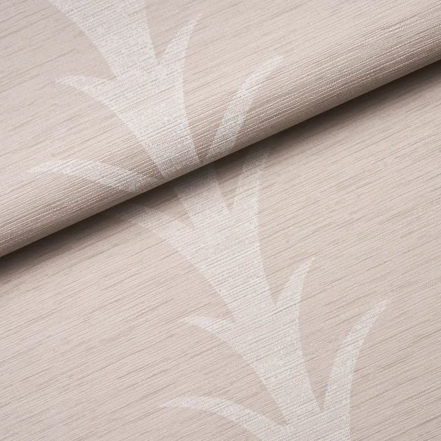 Schumacher Sample - Schumacher X Celerie Kemble Acanthus Stripe Vinyl Wallpaper in Limestone For Sale - Image 4 of 4