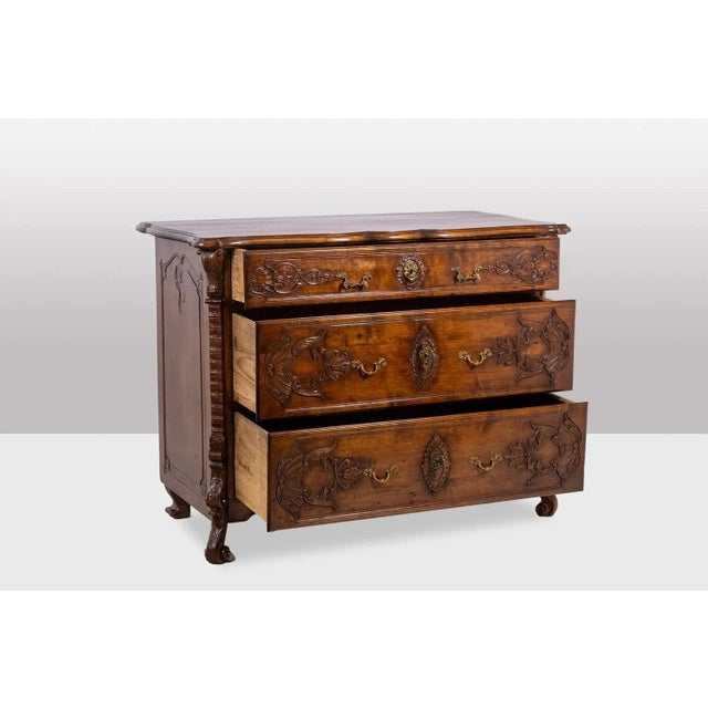 Louis XV Style Chest of Drawers in Walnut, 1880s, in Good conditions. This piece is designed in the style of the selected...