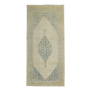 Zabihi Collection Neutral Color Persian Tribal Wide Gallery Runner