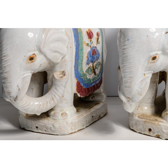 This is a striking and beautiful, matching pair of vintage Chinoiserie elephant garden stools.made in Vietnam. Masterfully...