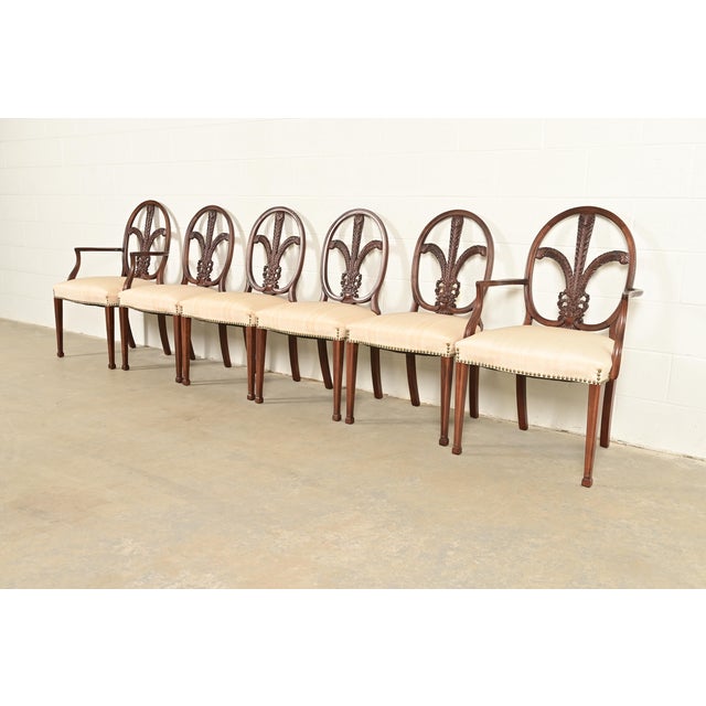 Romweber Antique French Regency Louis XVI Carved Mahogany Dining Chairs, Set of Six For Sale - Image 14 of 14