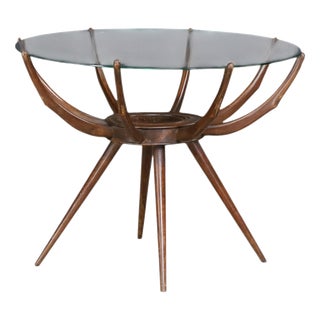 Sculptural Walnut and Glass Spider Coffee Table from Carlo De Carli, Italy, 1950s For Sale