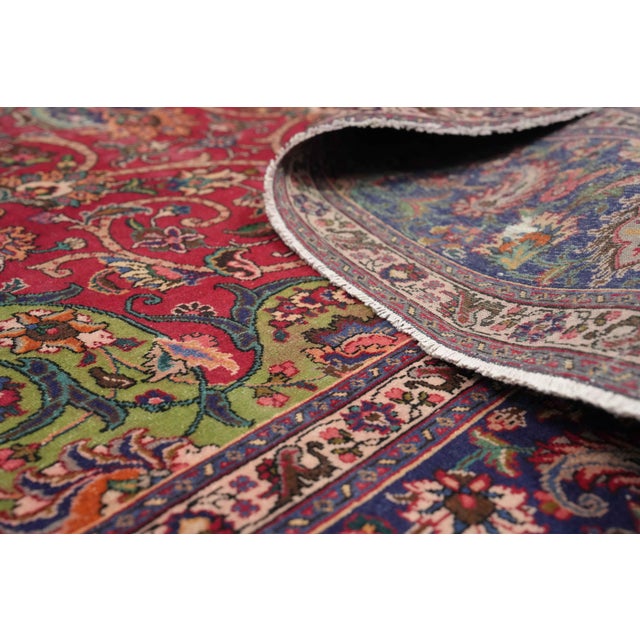 Red 1970s Vintage Persian Handmade Wool 10x13 Red Area Rug For Sale - Image 8 of 11
