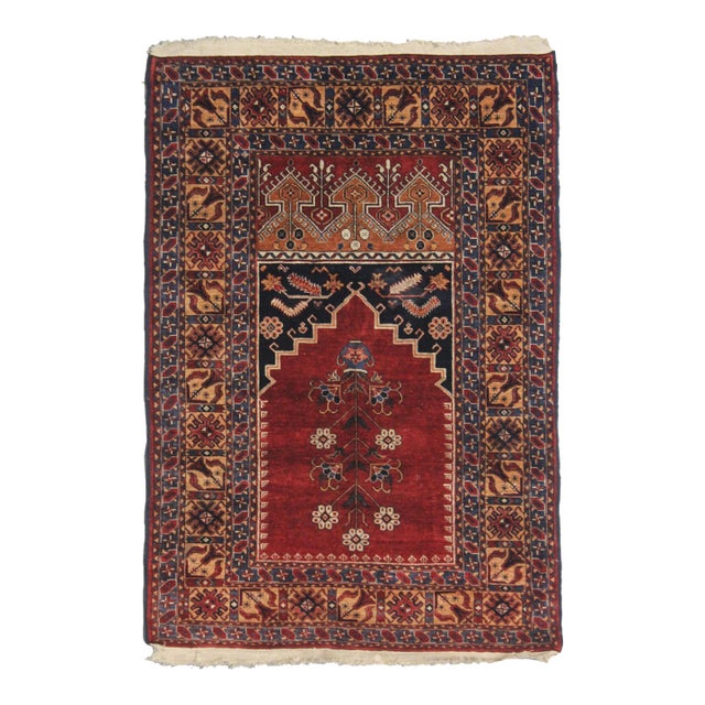1900s Hand Knotted Fine Silk Rug - 3′ × 4′6″ For Sale