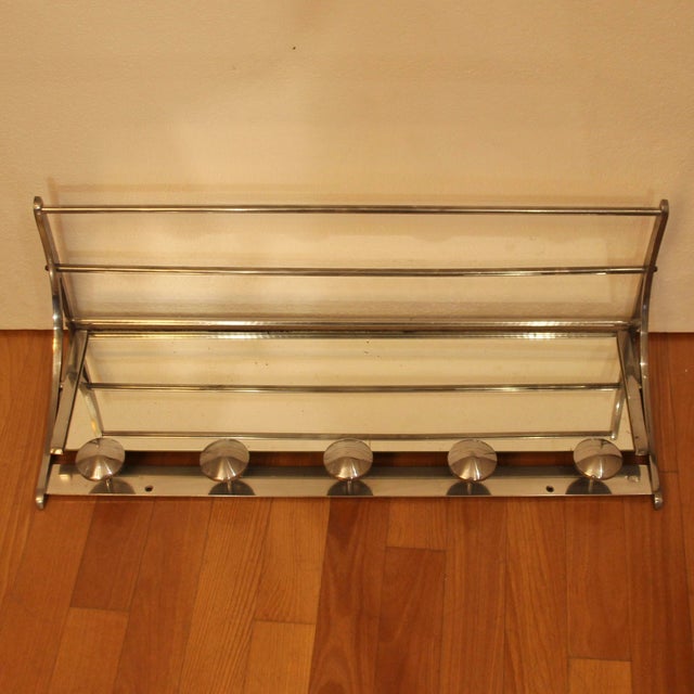 French Art Deco Chromed Coat Rack with Mirror, 1940s For Sale - Image 6 of 8