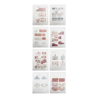 Original Vintage Prints of Architectural Drawings. 1906, Set of 8 For Sale
