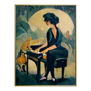 "Music by Moonlight" Giclee Print on Canvas For Sale