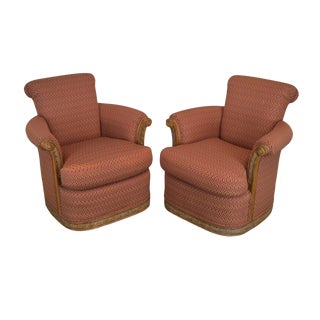 Jeffco Pair Custom Upholstered Club Chairs (B) For Sale