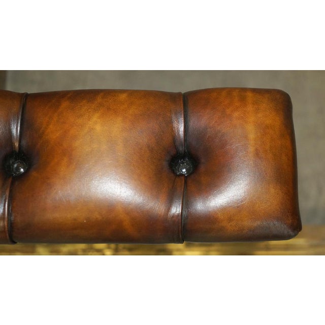 Antique Club Fender with Brown Leather Chesterfield Seats For Sale - Image 15 of 18