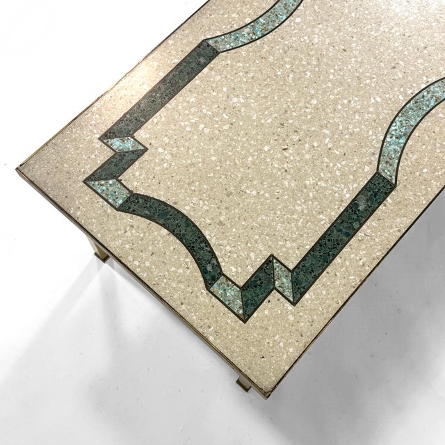 French Brass Coffee Table With Terrazzo Top For Sale - Image 9 of 9