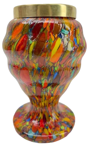 Kralik Pique Fleurs Vase, in Multi Color Decor with Grille, Late 1930s