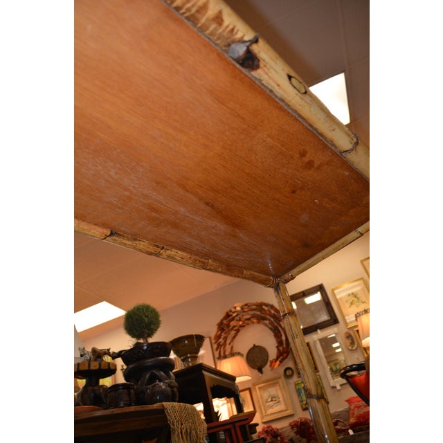 Vintage Bamboo & Woven Rattan 2 & 3 Tiered Decorative Long Shelving Shelf Unit For Sale - Image 11 of 18