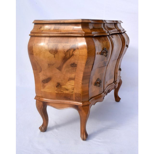 1960s Italian Mid-Century Oyster Burl Olive Commode With 2 Drawers For Sale - Image 5 of 11