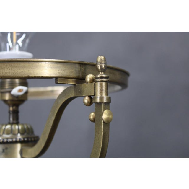 Brass Table Lamp with Wooden Base and Glass Shade, 1930s For Sale - Image 16 of 18