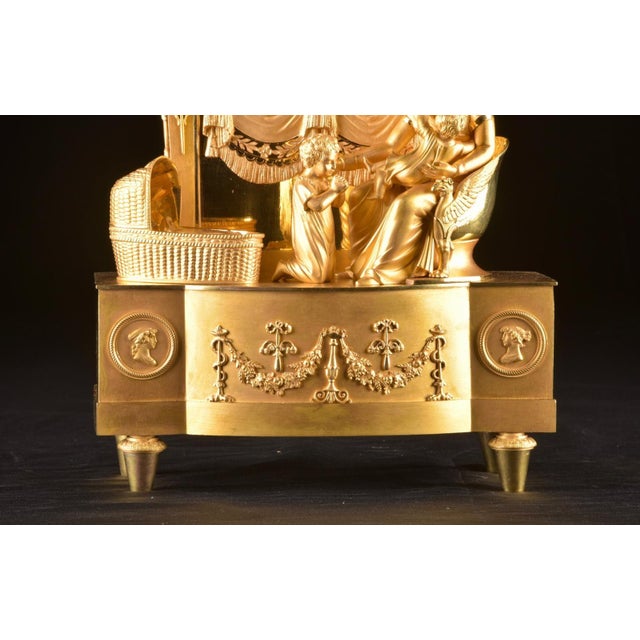 c.1820 Reiche Empire Gilt Ormolu Bronze Clock For Sale - Image 9 of 18