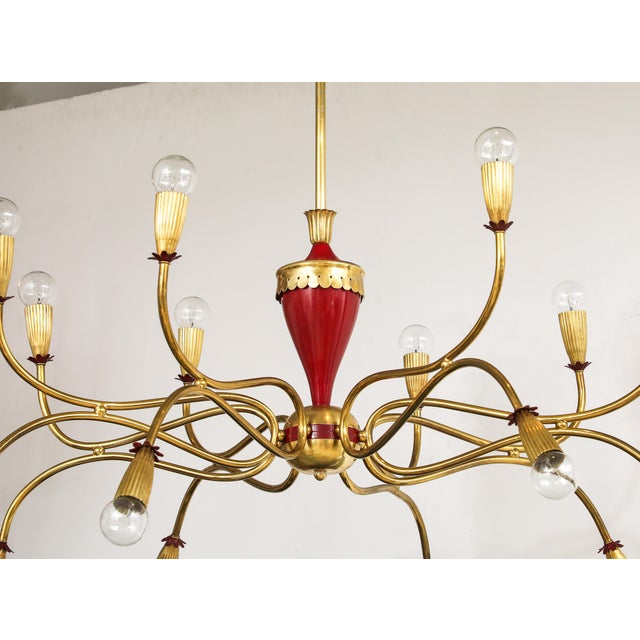 1950's Modern Large 18 Arm Brass Italian Chandelier By Lumi For Sale - Image 12 of 12