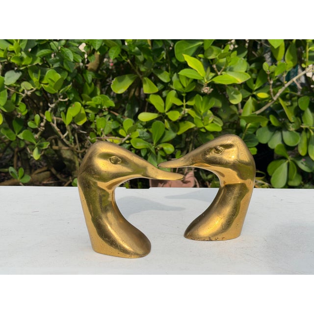 Brass Vintage Brass Abstract Duck Bookends, Pair For Sale - Image 8 of 12