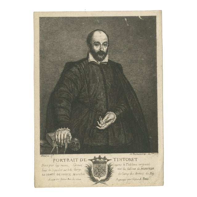 After Tintoretto, Self-Portrait, 1755, Engraving For Sale