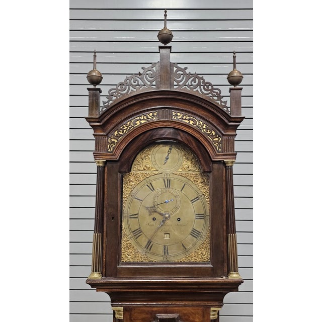 Late 18th Century Famous English Mahogany Tall Case Clock Made by Samuel Toulmin London Circa 1770 For Sale - Image 5 of 16