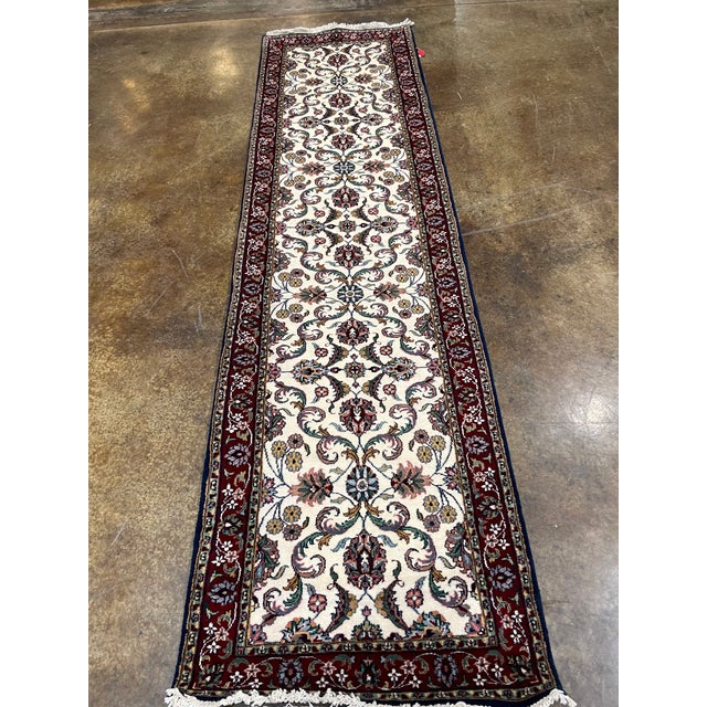 1990s Handwoven Persian Design Indian Rug - 2'6" X 9'9" For Sale - Image 4 of 6