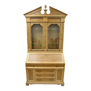 Chapman Italian Neoclassical Burl Wood Patchwork Olivewood Tall Secretary Desk