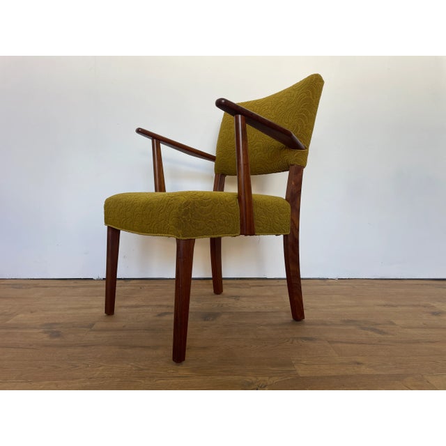 Wood Vintage Danish Teak Chair with Green Fabric, 1970 For Sale - Image 7 of 18
