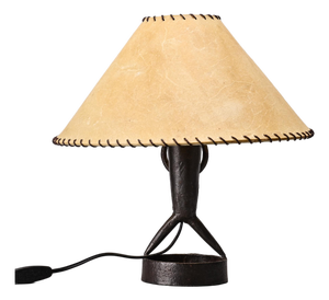 Hammered Iron Table Lamp by Léopold Gest, France, 1970