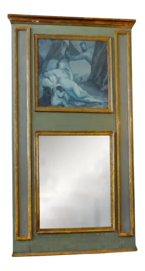 19th Century French Louis XVI Style Grasaille Trumeau Mirror
