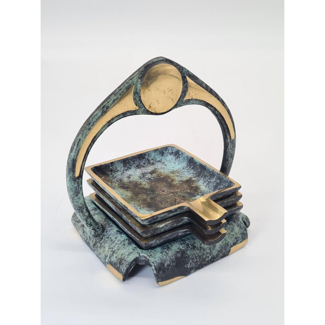 Art Deco Ashtrays with Decorative Stand, 1920s, Set of 4 For Sale - Image 4 of 10