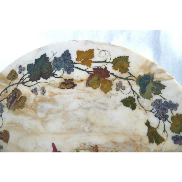 Antique French-Italian Wrought Iron Coffee Tablr witn Pietra Dura Marble Top and Pattern of Vignes and Cherub, 1890s For Sale - Image 6 of 18