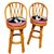 This set of three restored 1950s rattan bar stools, each stool is crafted with arches on each side of the stool, three-...