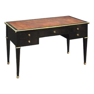 French Louis XVI Ebonized Writing Table or Desk With Embossed Leather Top For Sale