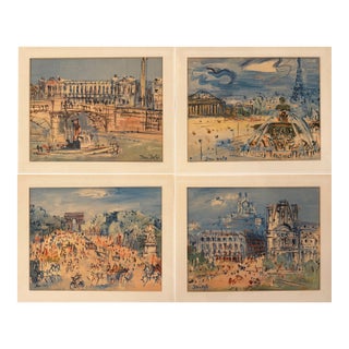 Set of 4 Vintage Prints of Paris Scenes by Jean Dufy For Sale