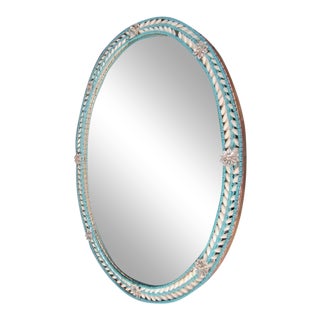 Mid Century Venetian Beaded Glass Mirror For Sale