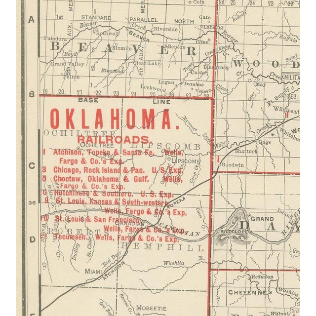 Antique Map of Oklahoma and Indian Territory before Statehood, 1899 For Sale - Image 3 of 12