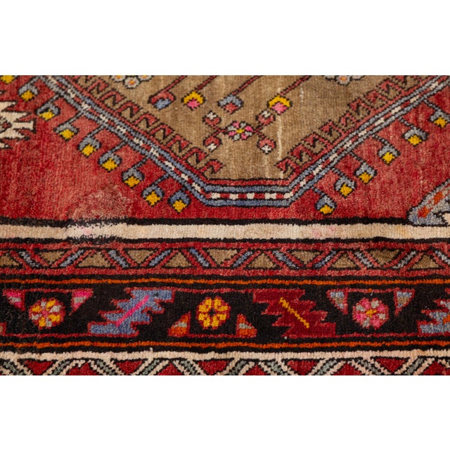 Textile Vintage Caucasian Kazak Wool Runner Rug With Double Diamond Medallion in Crimson & Ivory For Sale - Image 7 of 8