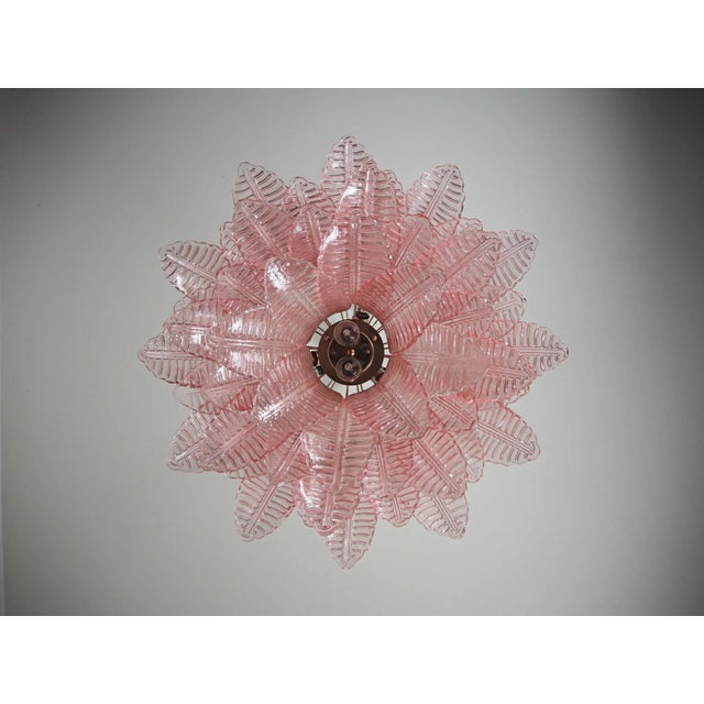 Murano Italian Murano Three-Tier Pink Felci Glass Chandelier- 48 Glasses For Sale - Image 4 of 10