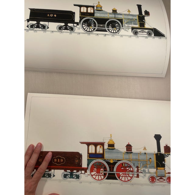 Halsey Reproduction Vintage Train Illustration Prints Set of 4 For Sale - Image 10 of 17