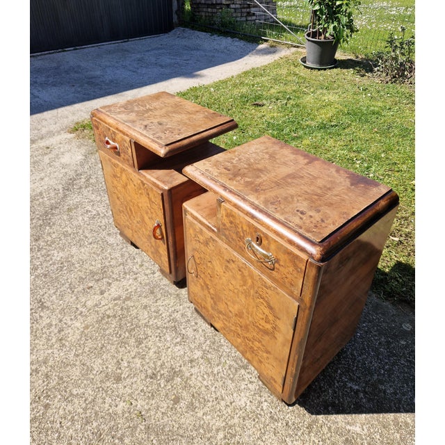 Art Deco Burl Bedside Tables, 1920s, Set of 2 For Sale - Image 4 of 15