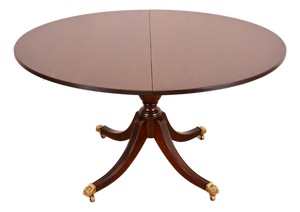 Stickley Georgian Mahogany Pedestal Extension Dining Table, Newly Refinished