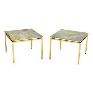 Vintage Italian Brass and Marble Side Tables, 1970s, Set of 2 For Sale